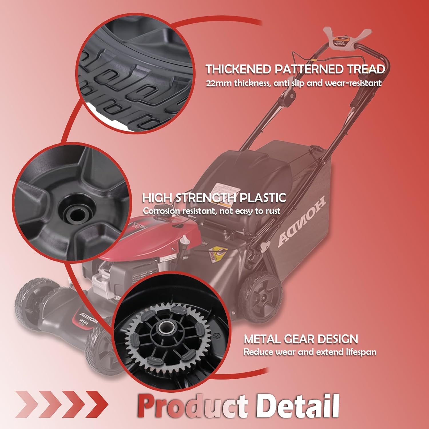 8" Replacement Lawn Mower Wheels Kit Compatible with Honda HRN216 Walk-Behind Lawn Mower Replaces 44710-VR8-N00ZA 42710-VR8-N00ZA