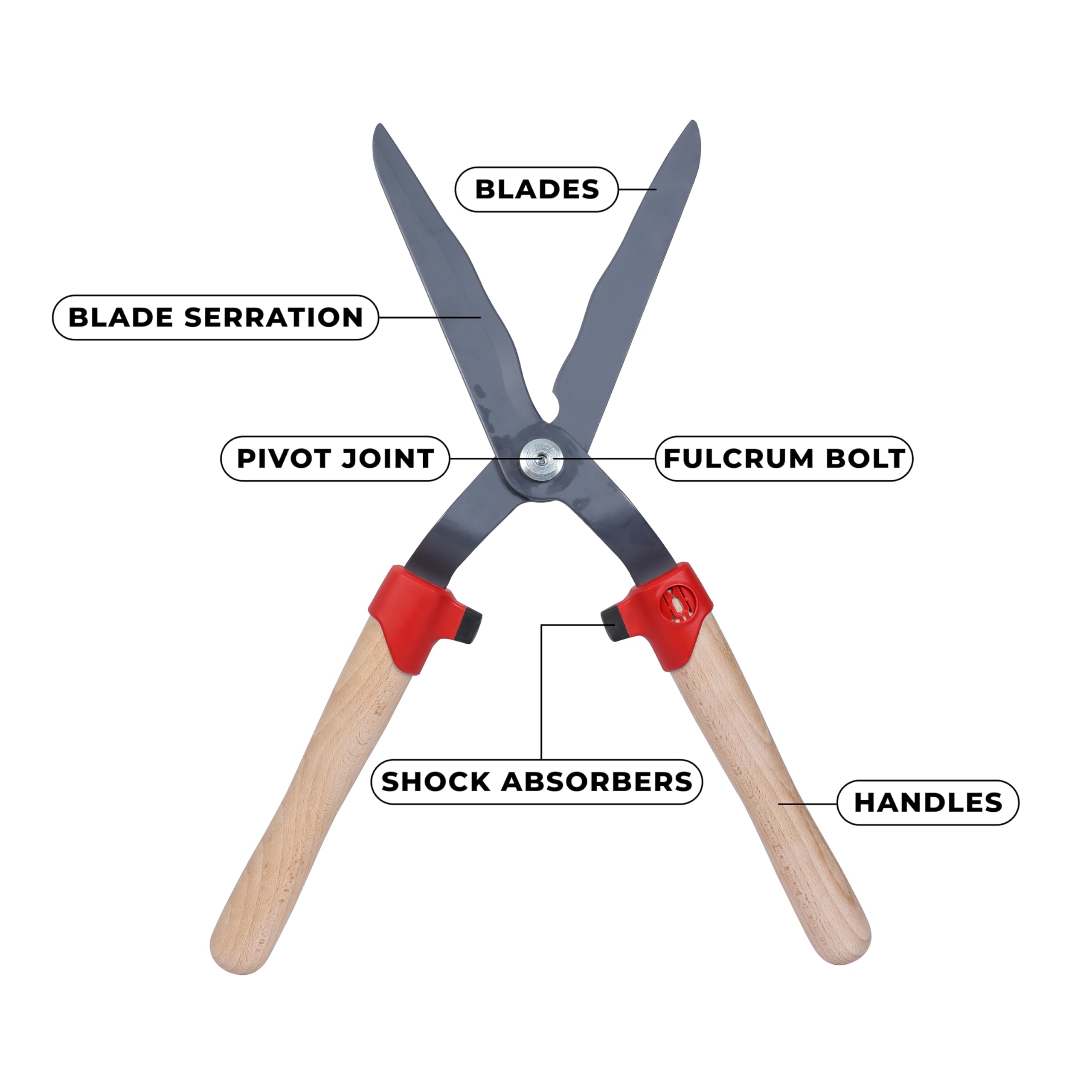 WOLF-Garten | Heckenschere HS-WW mit Wellenschliff und Holzgriff; 73AHA007650, Rot