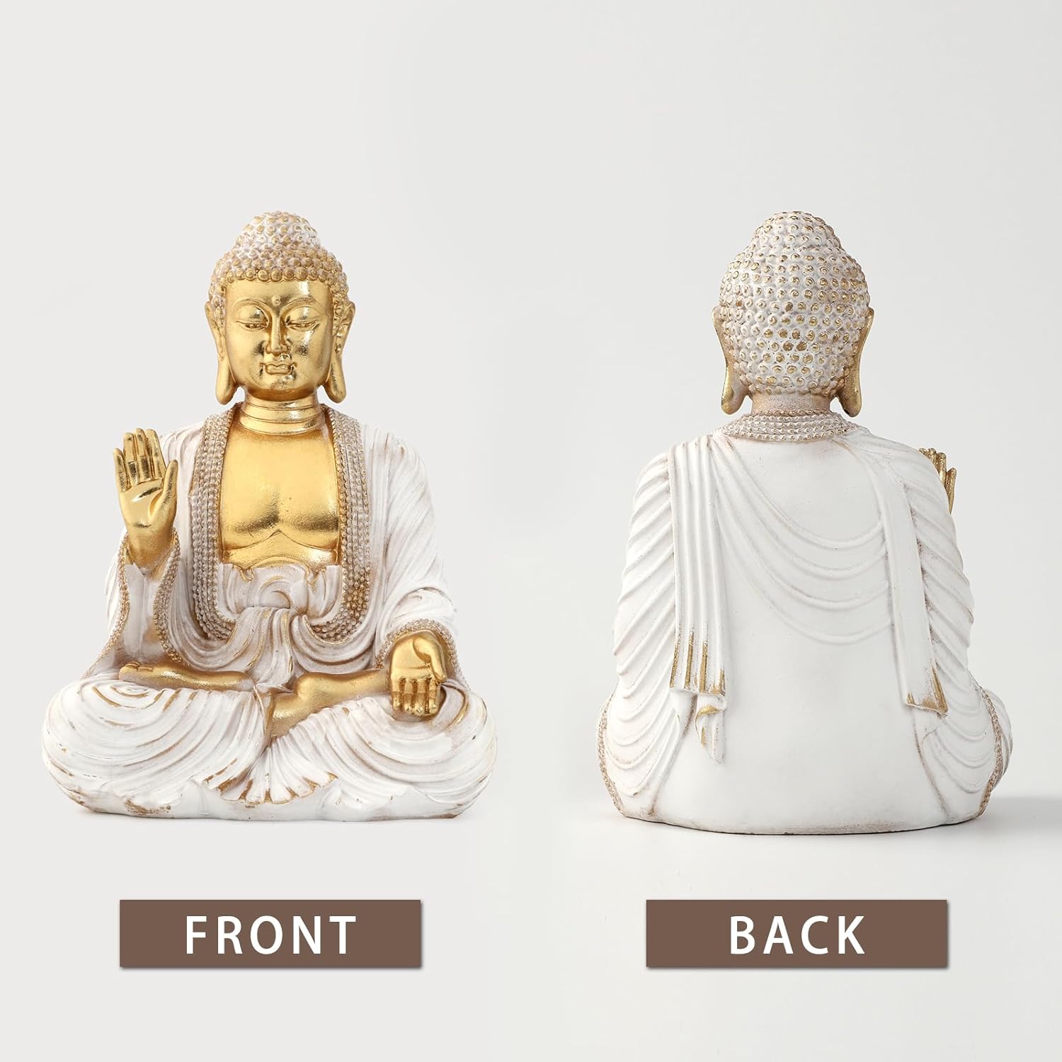 Buddha Statue Gold 9.8",Buddha Statues for Zen Decor Spiritual Relaxation,Meditation or Shrine- Decor -Buda– Indoor Buddha Gift for Living Room Table Office Home Decor