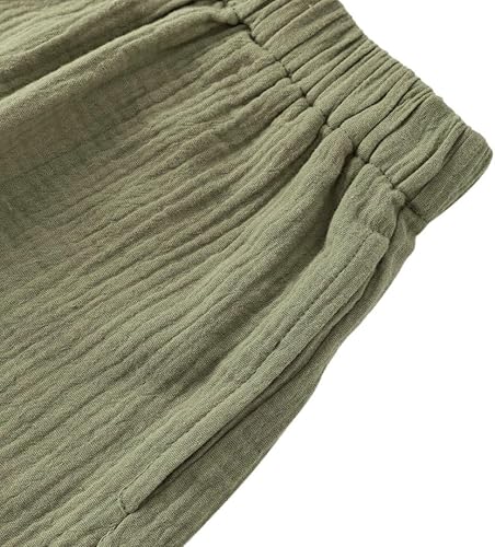 Miniatura 6 de Amazhiyu Conjunto de 2 piezas de gasa de algodón arrugado para mujer, pantalones cortos y tops de verano