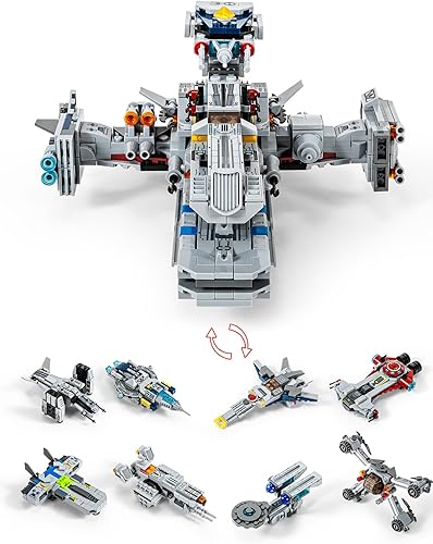 SEMKY Space Series Space Mothership - Juego de bloques de construcción MOC 8 en 1, (941 piezas) modelo de cohete espacial, regalos para niños y