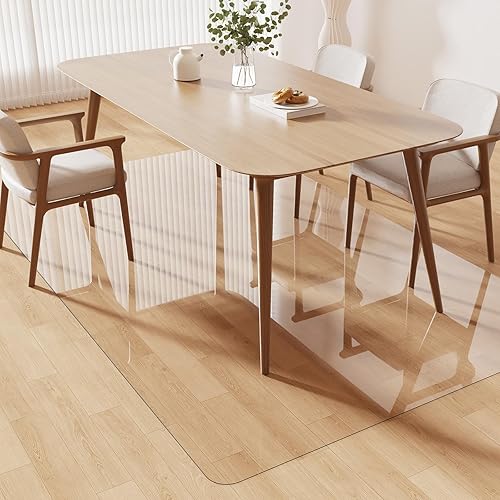Miniatura 55 de Tapete de plástico transparente para debajo de la mesa de comedor, 4 pies, redondo, antideslizante, impermeable, alfombra de vinilo para el hogar