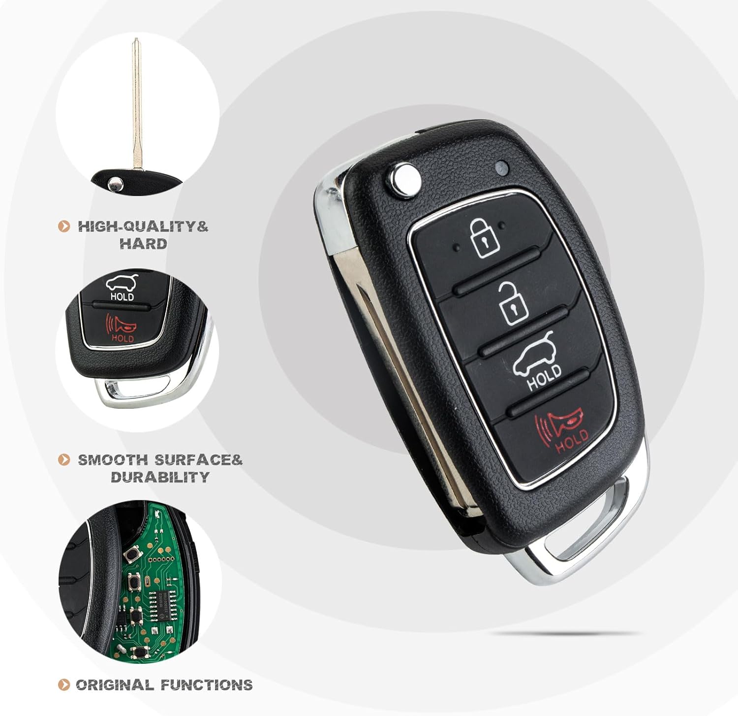 New Car Remote Key Replacement for 2016-2019 Hyundai Tucson Flip Remote TQ8-RKE-4F25 433MHZ (Single)