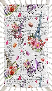 Abstract Eiffel Tower Crib Sheets for Boys, Girls Machine Washable Soft Cozy Microfiber Fitted Crib Sheet for Standard Crib and Toddler Mattresses Boys Girls 28x52 Inch