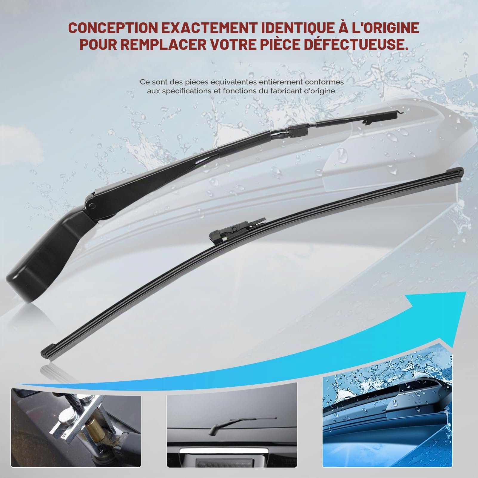 Bras d'essuie-glace pour Viano W639 Vito W639 à partir de 2003 Lame d'essuie-glace Bras d'essuie-glace Essuie-glace arrière Flap arrière Pare-brise Essuie-glace Bras Essuie-glace arrière Bras