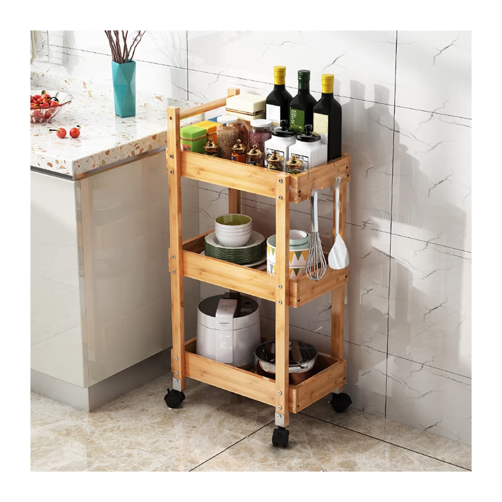 Gabinetes de almacenamiento de cocina JATIBOSH carro de mdf con ruedas