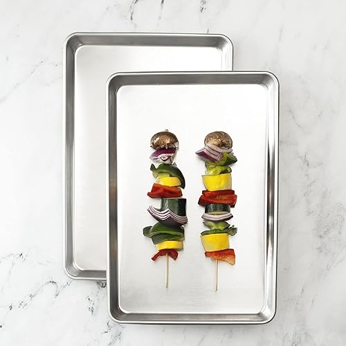 Miniatura 9 de KITCHENATICS Juego de 2 bandejas para hornear de tamaño rollo de gelatina, hojas de aluminio de alta calidad para asar y hornear, sartenes