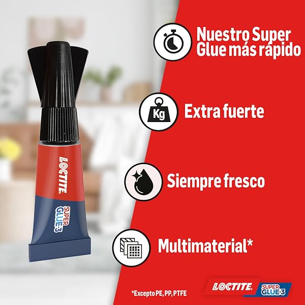 Loctite Super Glue-3 Monodosis Transparente 3x1g - Pegamento Instantáneo Universal, Fuerte y Rápido - Resistente al Agua, Lavavajillas, Golpes, Temperaturas Extremas - Fórmula Antigoteo - 3