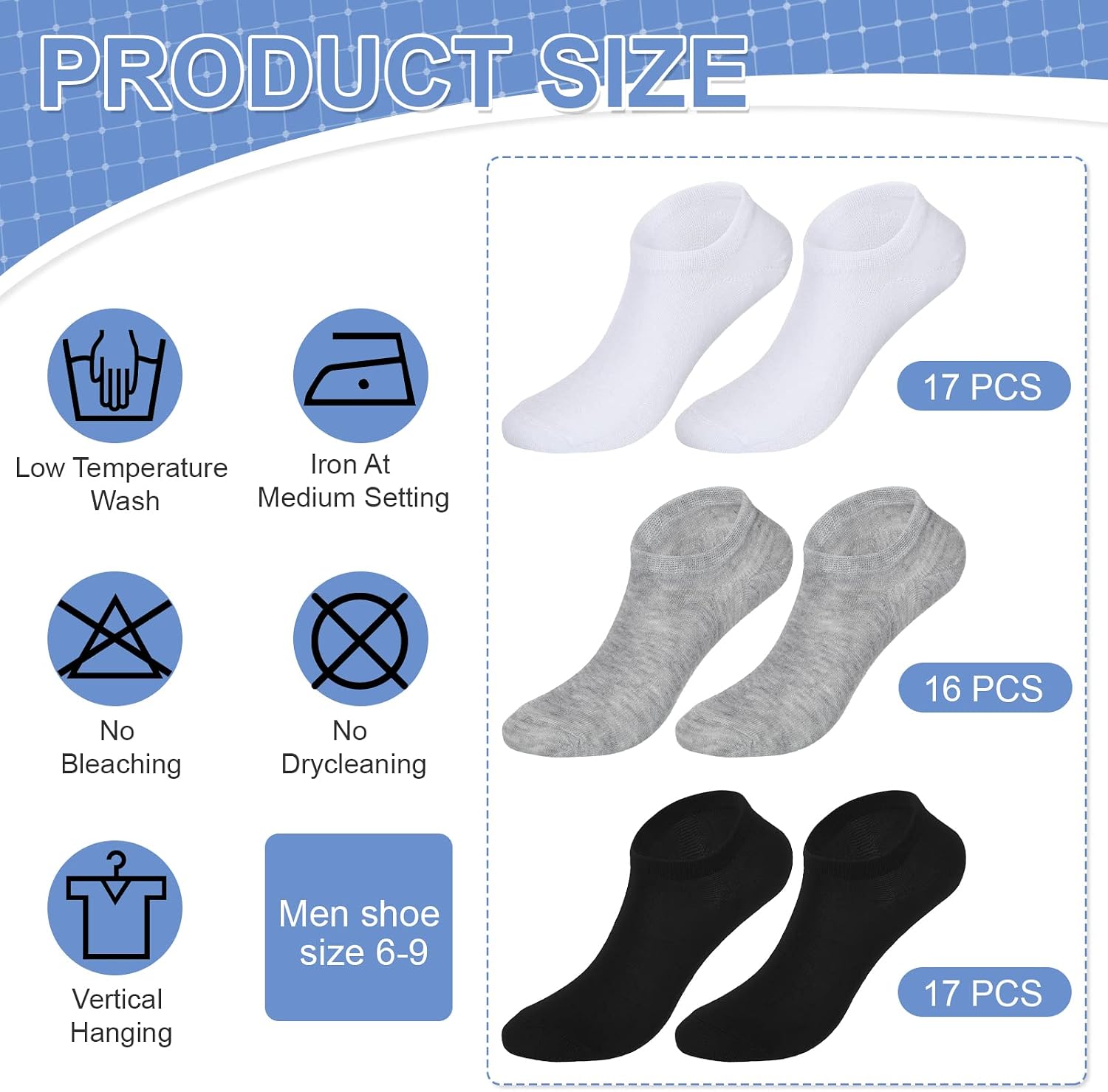 Newcotte 50 Pairs No Show Socks Bulk Size 6-9 Women Men Low Cut Ankle Non Slip Invisible Short Casual Athletic Socks