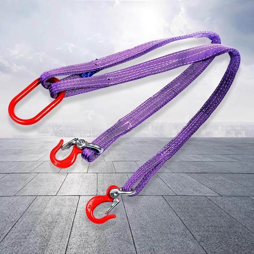 Chaîne de levage 2 brins, Sangle de Levage avec crochets -Élingues Plates Tissées, capacité de levage verticale de 2 ton/3 tonnes/5 tonnes, pour soulever en toute sécurité des charges lourdes. ( Color