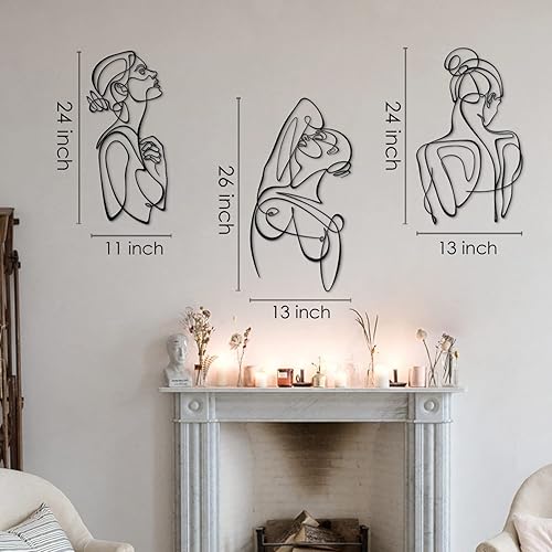 Vista 3 de Gamino Arte de pared de metal para mujer, decoración de pared de baño, arte de línea metálica, decoración de pared de dormitorio, arte moderno