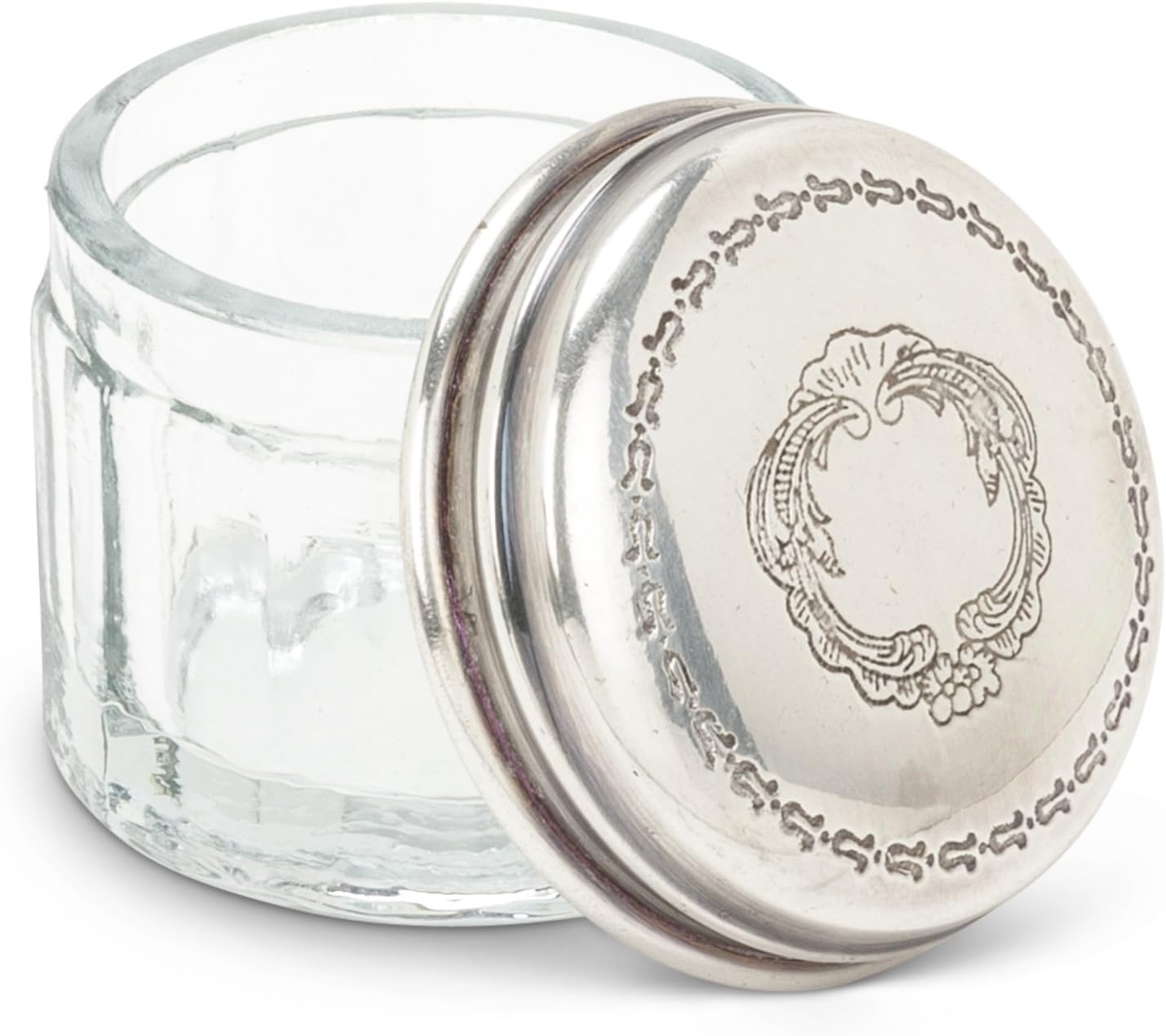 Abbott Collection Small Round Jar with Engraved Lid