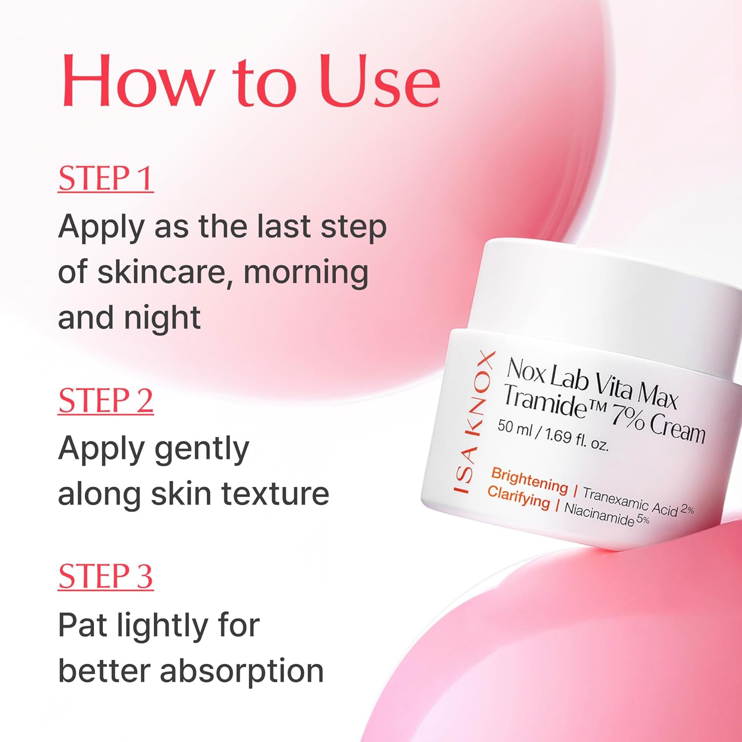 Isa Knox Nox Lab Vita Max Tramide 7% Cream (1.69 fl oz) - Korean Skincare Moisturizing & Tone-Improving Cream with Tramide 7%. Multi-Vitamins, Triple Ceramides & Pink Toning Capsules. - Image 7