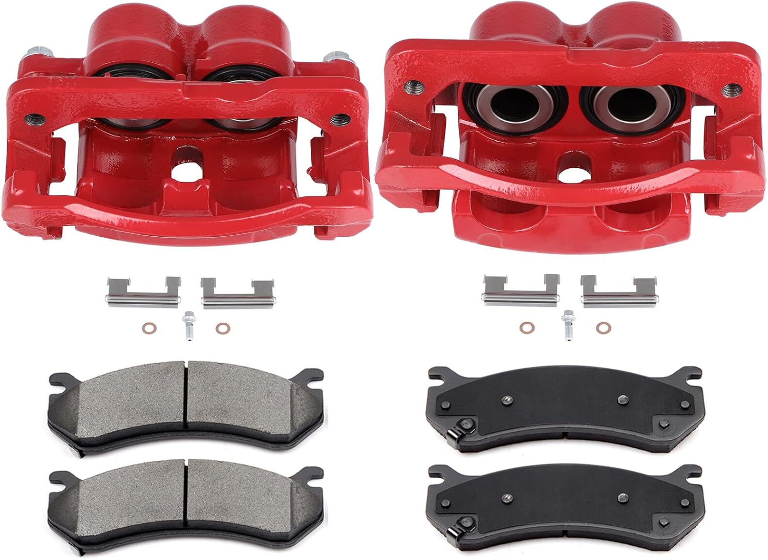 AINTIER Automotive Replacement Brake Kits Red Front 2 Brake Calipers & 4 Pads Fit For Cadillac Escalade 2002-2006 For Cadillac Escalade ESV 2003-2006 For Cadillac Escalade EXT 2002-2006