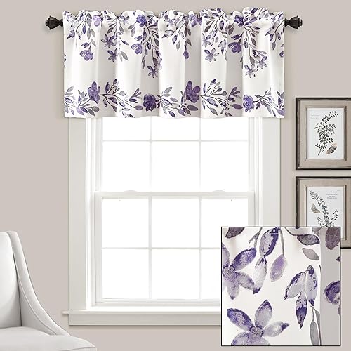 Miniatura 5 de Lush Decor Tanisha - Cenefa para cortina de oscurecimiento de habitación, 18 pulgadas de largo x 52 pulgadas de ancho, morado y gris