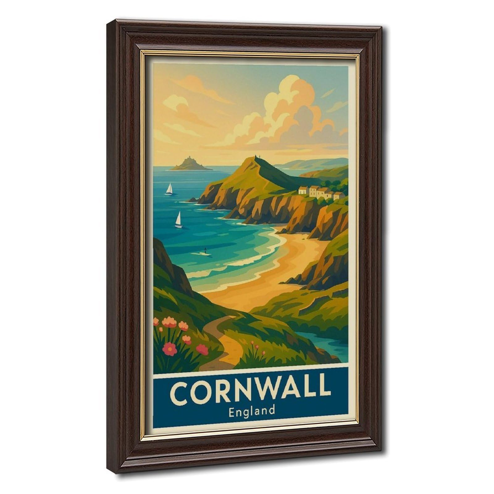Bareronor Mokume Gane Frame-Style Cornwall Canvas Poster For Dorm Room Decor Gift