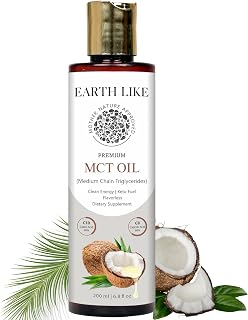 Earth Like MCT Oil 200ml - 100% Pure Medium Chain Triglycerides for Energy, Metabolism Boost, Keto & Paleo Diets, Supports... Price In India