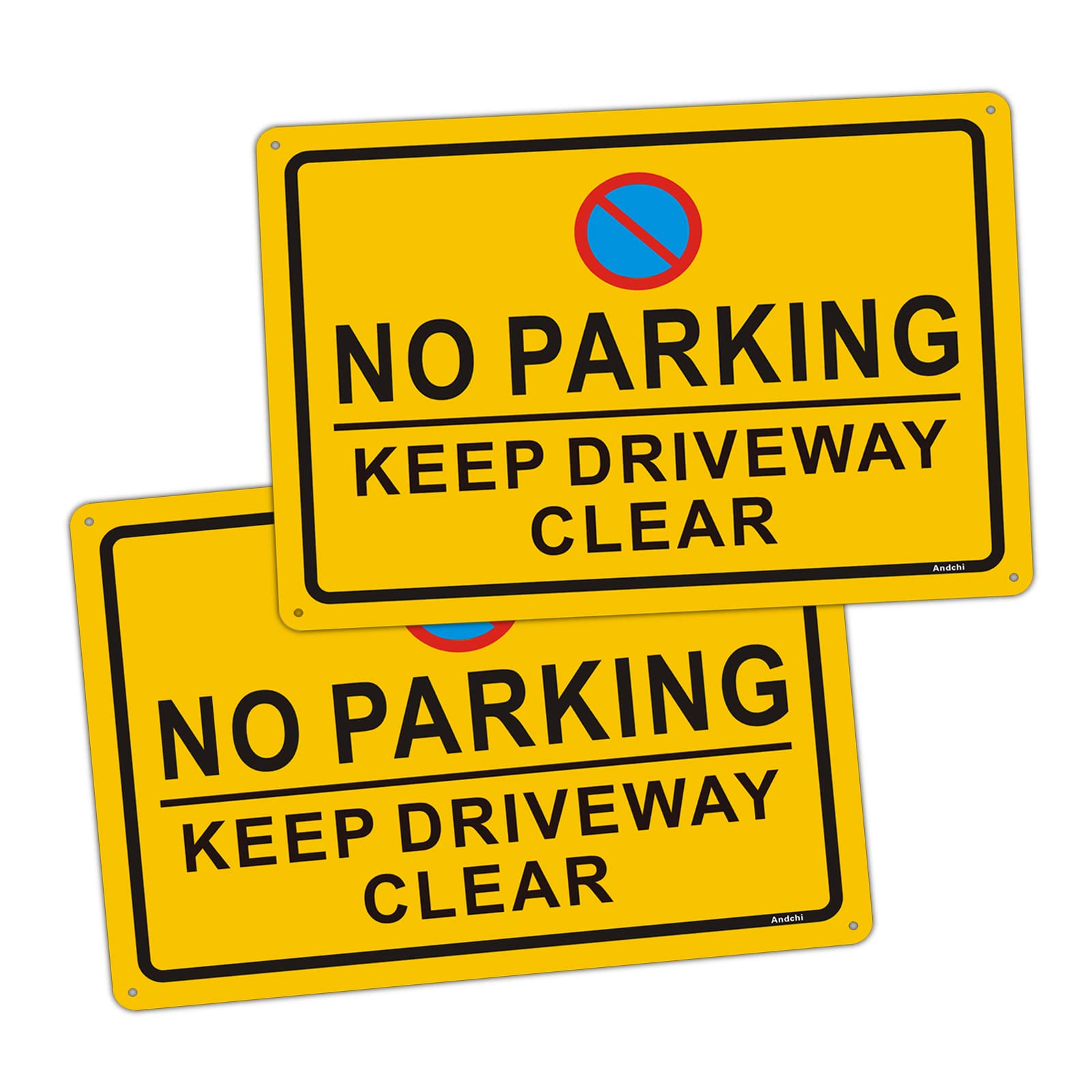 2-pack No Parking Sign Keep Driveway Clear Signage Road Warning Sign, Aluminium Outdoor Retroreflective Signage