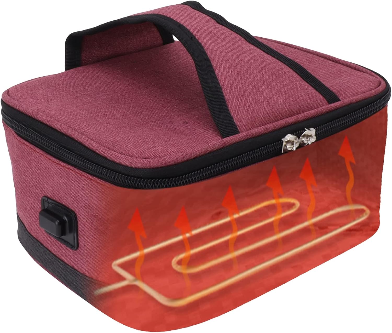 TOPINCN Electric Lunch Box Bag, USB Heating Insulation Bag, Portable Electric Heater, Food Container, Constant Temperature, Heating Bag (Burgundy)