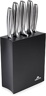 Gerlach Modern Messerblock Messerset Küchenmesserset 5 Messer Edelstahl Küchenmesser im Block Schwarz Kochmesser Brotmesser Gemüsemesser Küche Küchenutensilien Küchenzubehör