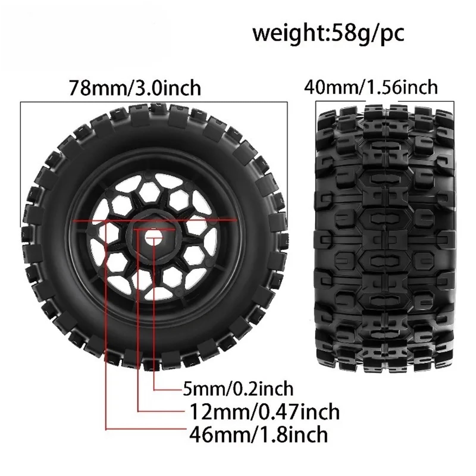 Per Arrma Per Granite Per Grom 1/18 RC Auto Per 4X4 RTR Off-Road 4 Pz Ruote Pneumatici Set Di Sostituzione Aggiornamento Riparazione Modificare Parti Parti Ricambio Rc