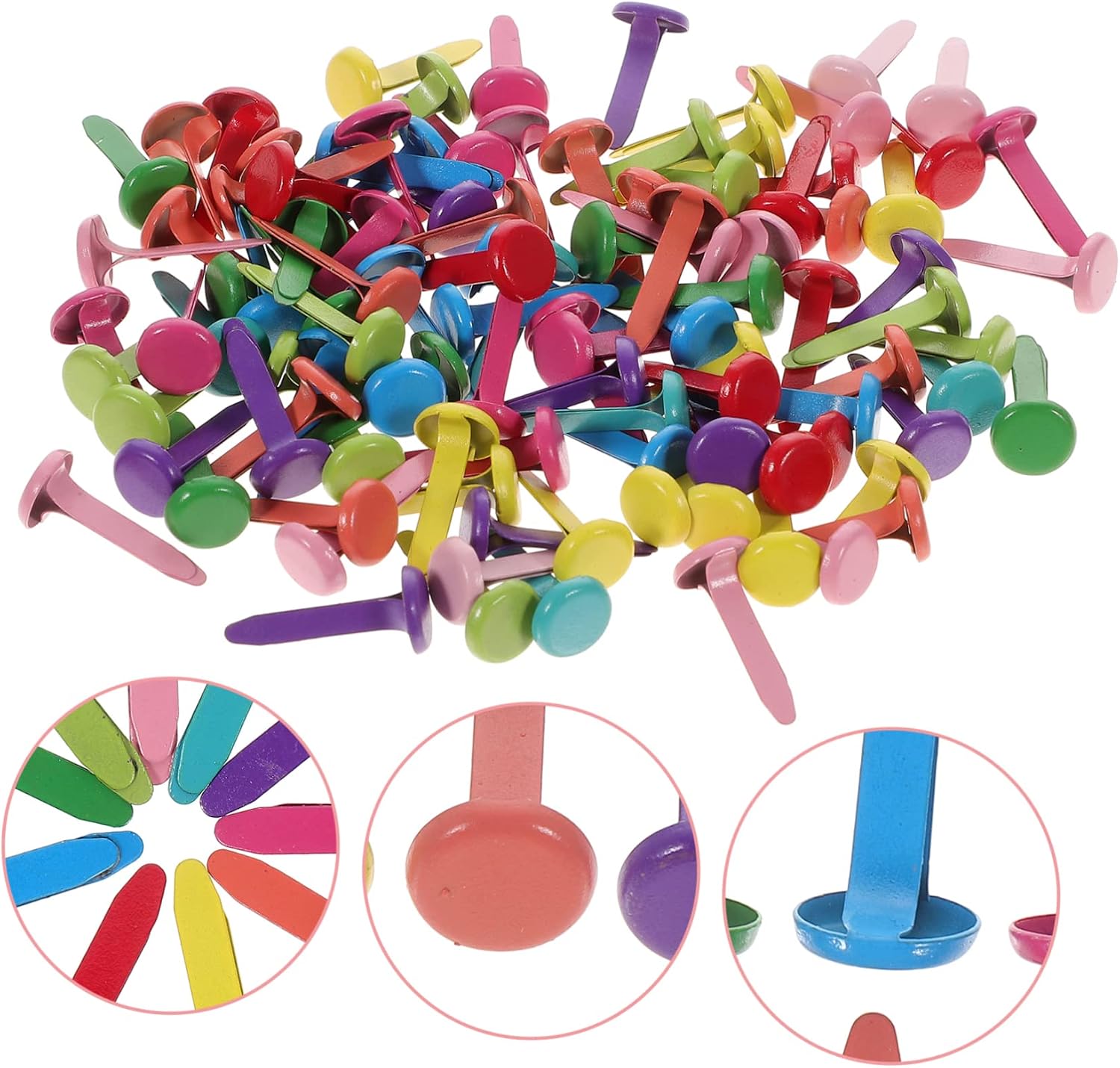 SEWOART 6bags Colorful Paper Brads Durable Fasteners for Scrapbooking and DIY Crafts Two-Prong Design for Easy Use