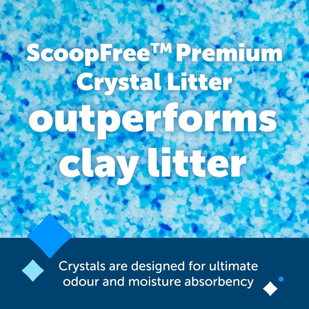 PetSafe ScoopFree Premium Blue Crystal Litter, Superior Odor Control - Low Tracking for Less Mess - Lasts Up to 1 Month (2 Pack of 4.3 Lb Bag) - 2