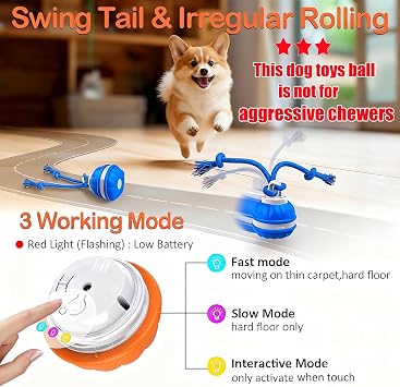 2Paks Interactive Dog Toys,Peppy Pet Ball for Dogs,Motion Activate Rolling Ball for Puppy/Medium Dogs,Active Rolling Dog Bal l Wicked Bal l for Daily Training, Dog Toys to Keep Them Busy(Blue&orange)