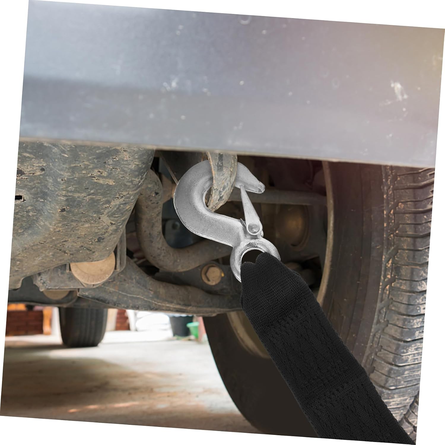 MAGICLULU 1pc Trailer Winch Strap Black Polyester Manual Rope Hook High Toughness for Use Easy Resistant Emergency Safety Tool
