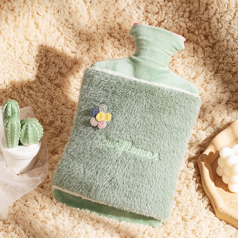 Hot water bottle 2.0L with lid and cuddly soft fur cover, kangaroo pocket, leak-proof - Image 4