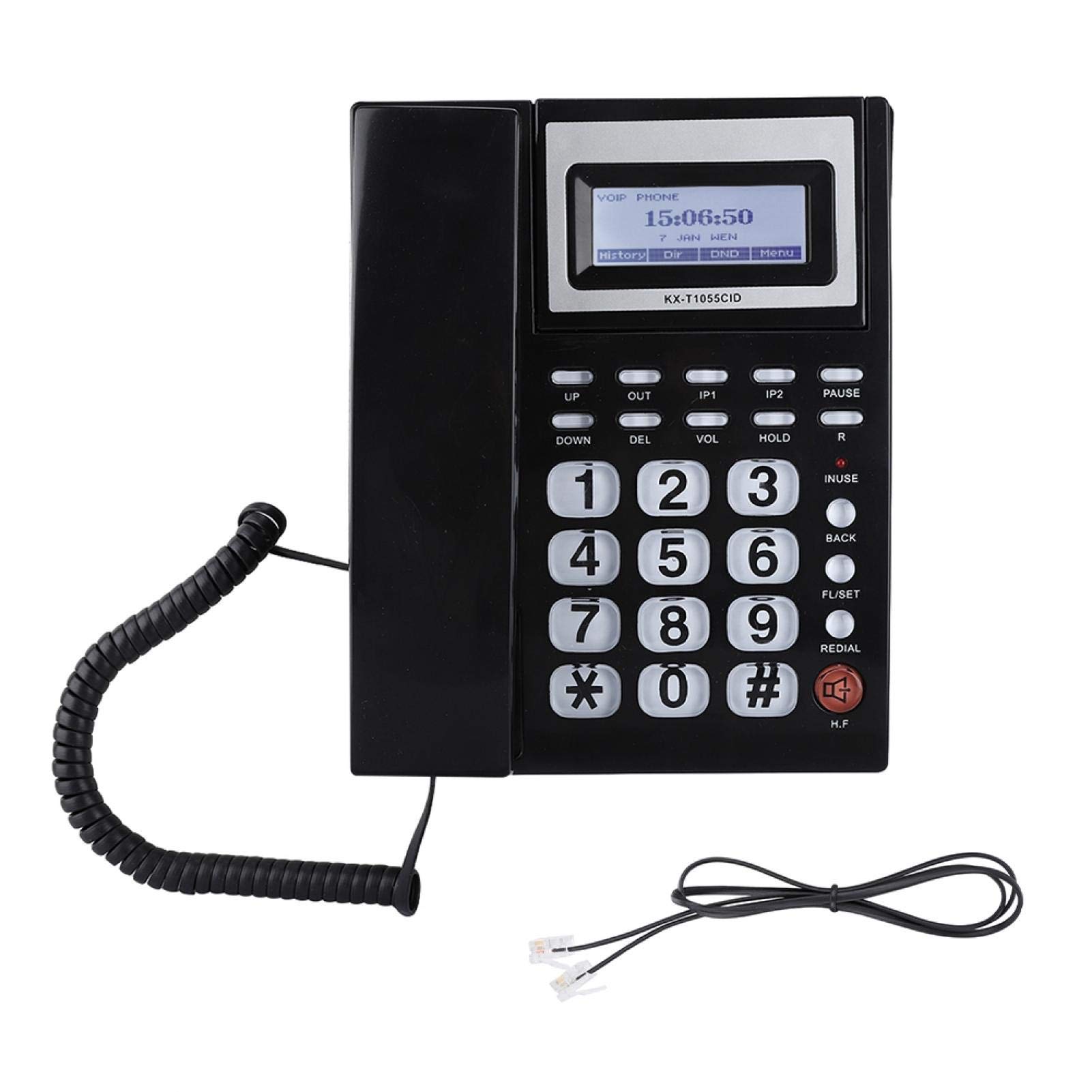 Sxhlseller Corded Telephones for Home Incoming Call Display Corded Phone with Speakerphone with Dual-port Extension Set(black)