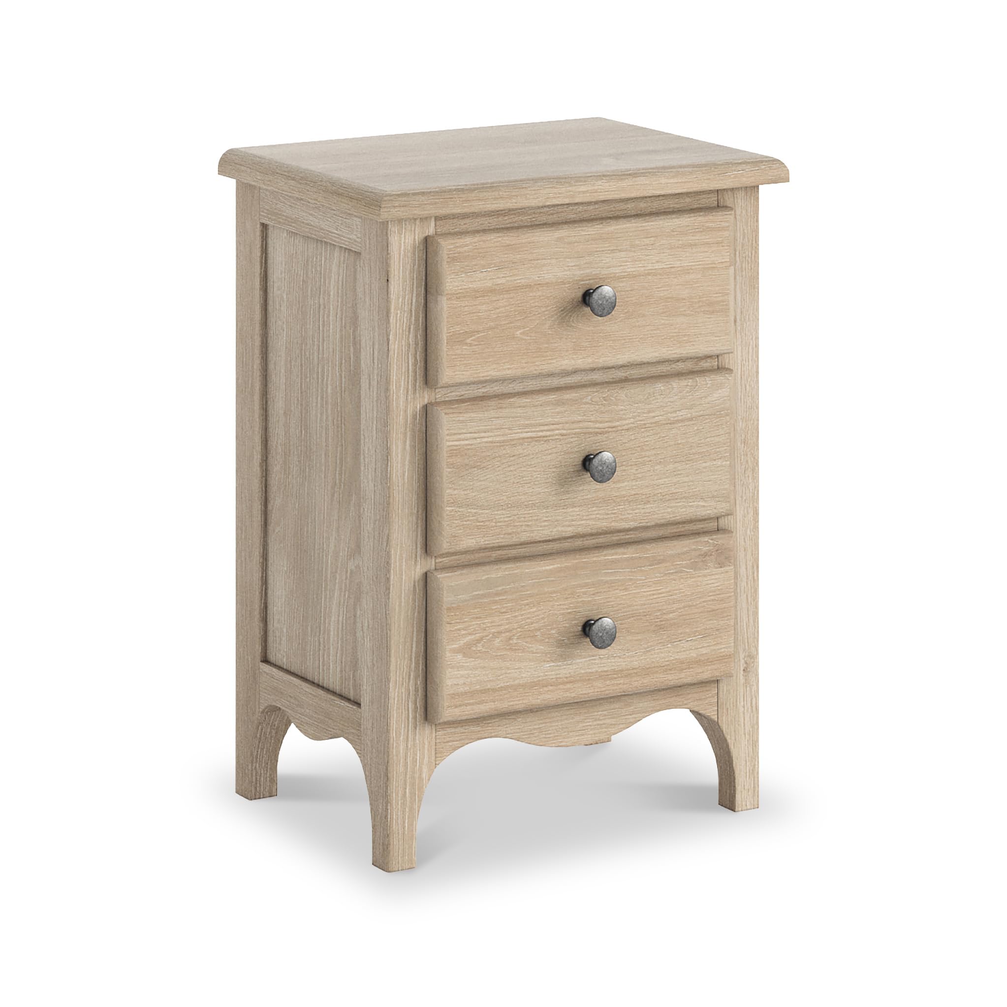 RoselandFurniture Celine Oak 3 Drawer Bedside Table | Fully Assembled