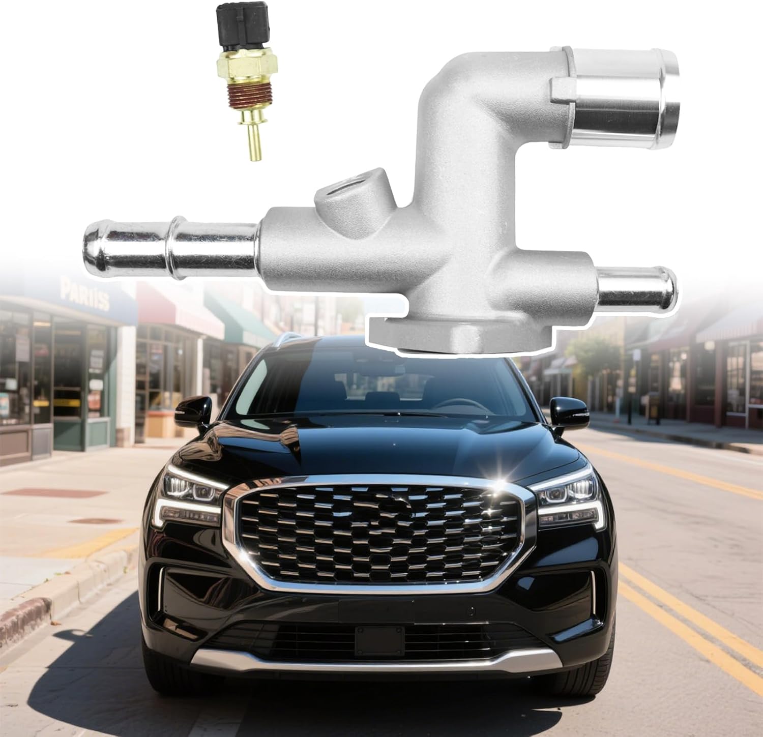 25600-2E500 Engine Coolant Al Die-Casting Water Outlet With Sensor Replacement for 25600-2e500 Fit for 2015-2021 Hyundai Tucson Dohc Gdi Wagon 5door 5p25600-2e500