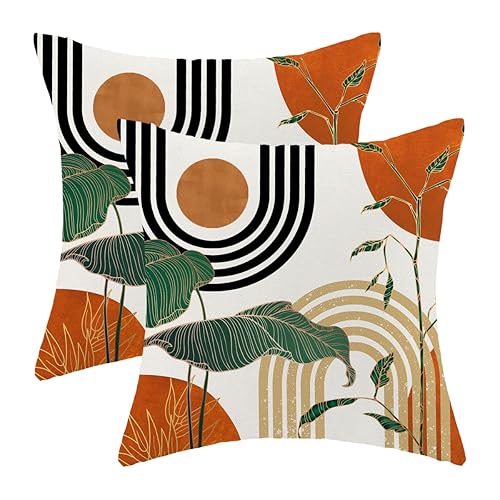 Burnt Orange Boho Pillow Covers 20x20 Inch Set of 2