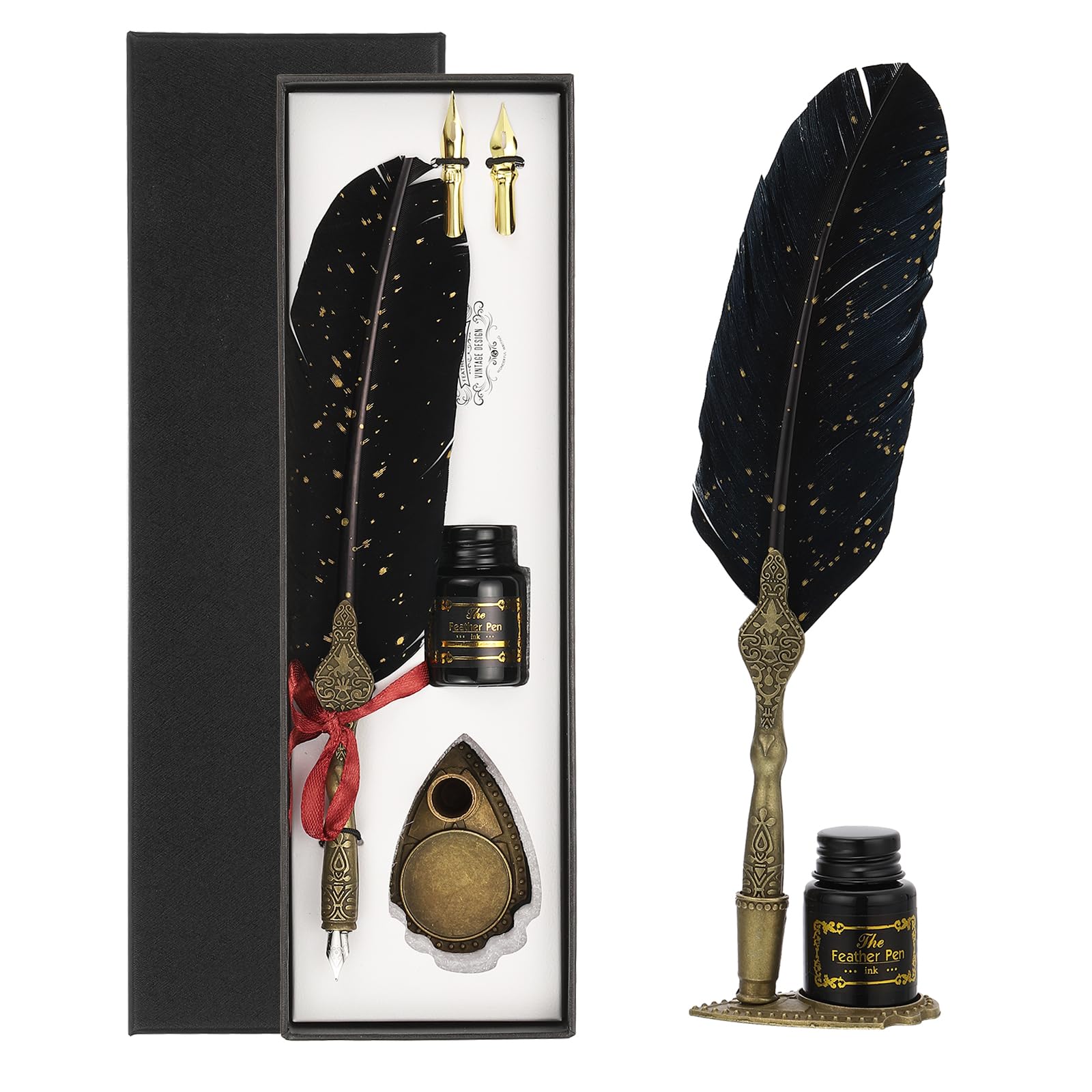PATIKIL 25cm/10 Carved Feather Pen Set
