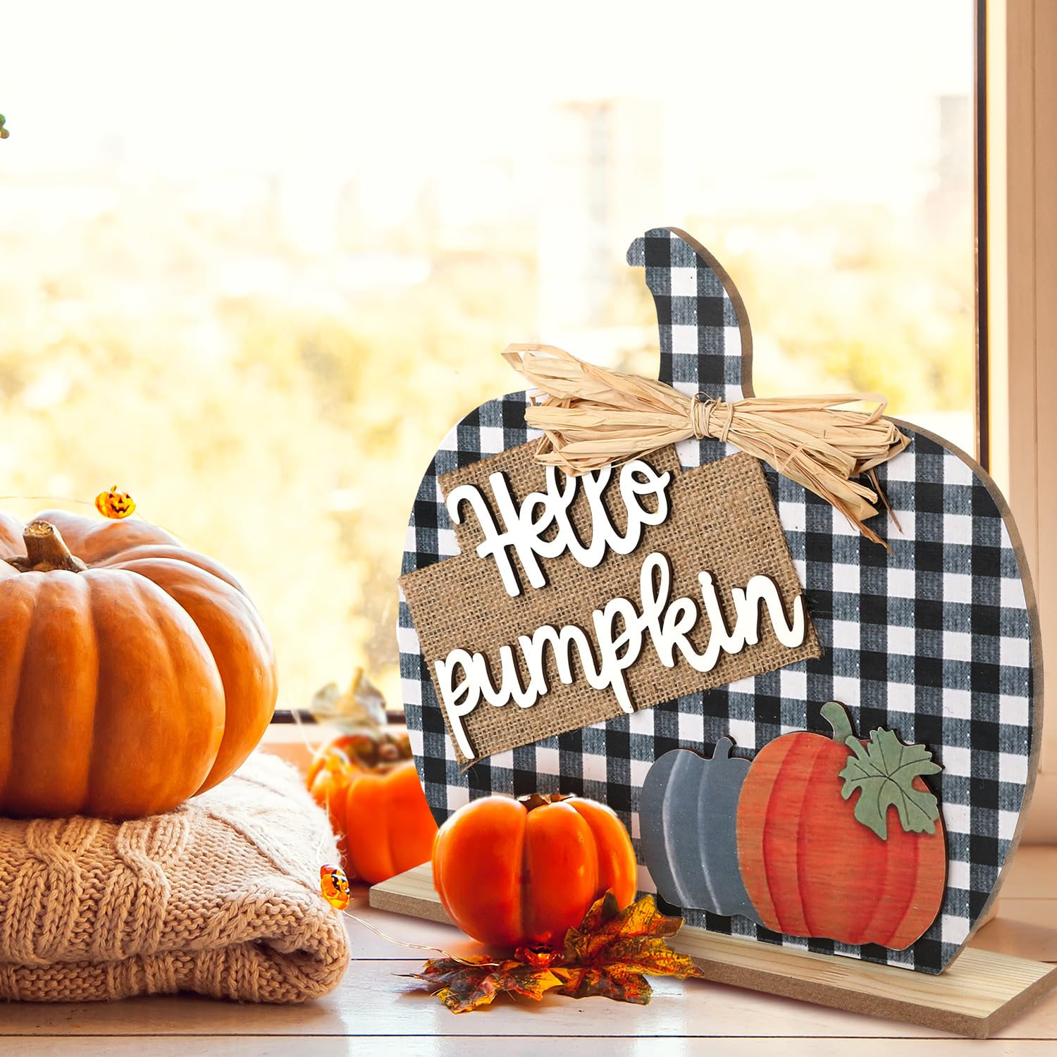 AJW-40Pcs Citrouille En Bois Inachevée Halloween Tranche De