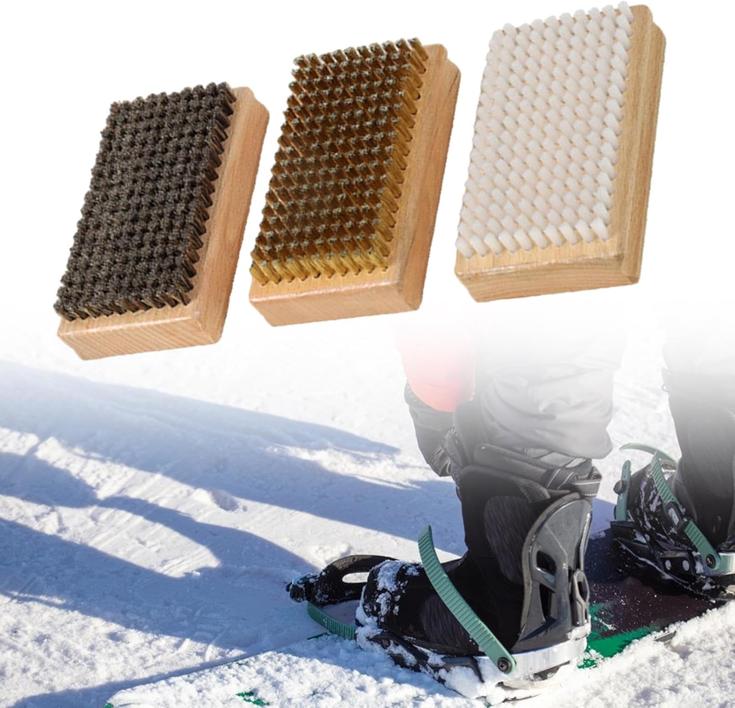 3X Snowboard Wax Brush Kit Tuning Snowboard Wax Tool Brass Brush Ski
