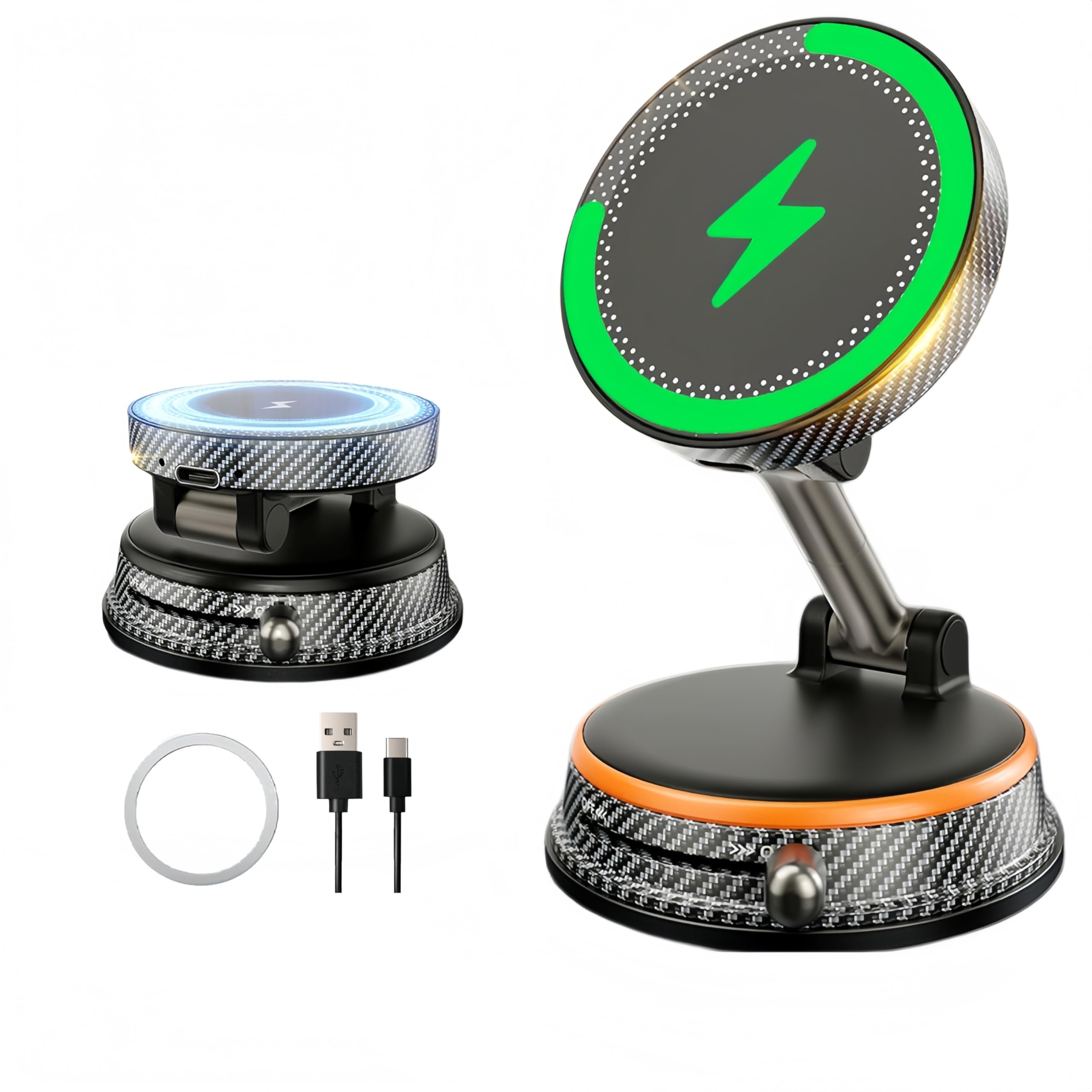 スマホホルダー車 15W ワイヤレス充電 Tomistan 急速充電 [強の磁力 magsafe用 車載ホルダー 360°回転可能 自由調節 安定性拔群 ワイヤレス充電器 車載充電器iPhone17Air/17-12シリーズ対応Galaxy S26 Ultraと多車種が対応 (PD 15W)