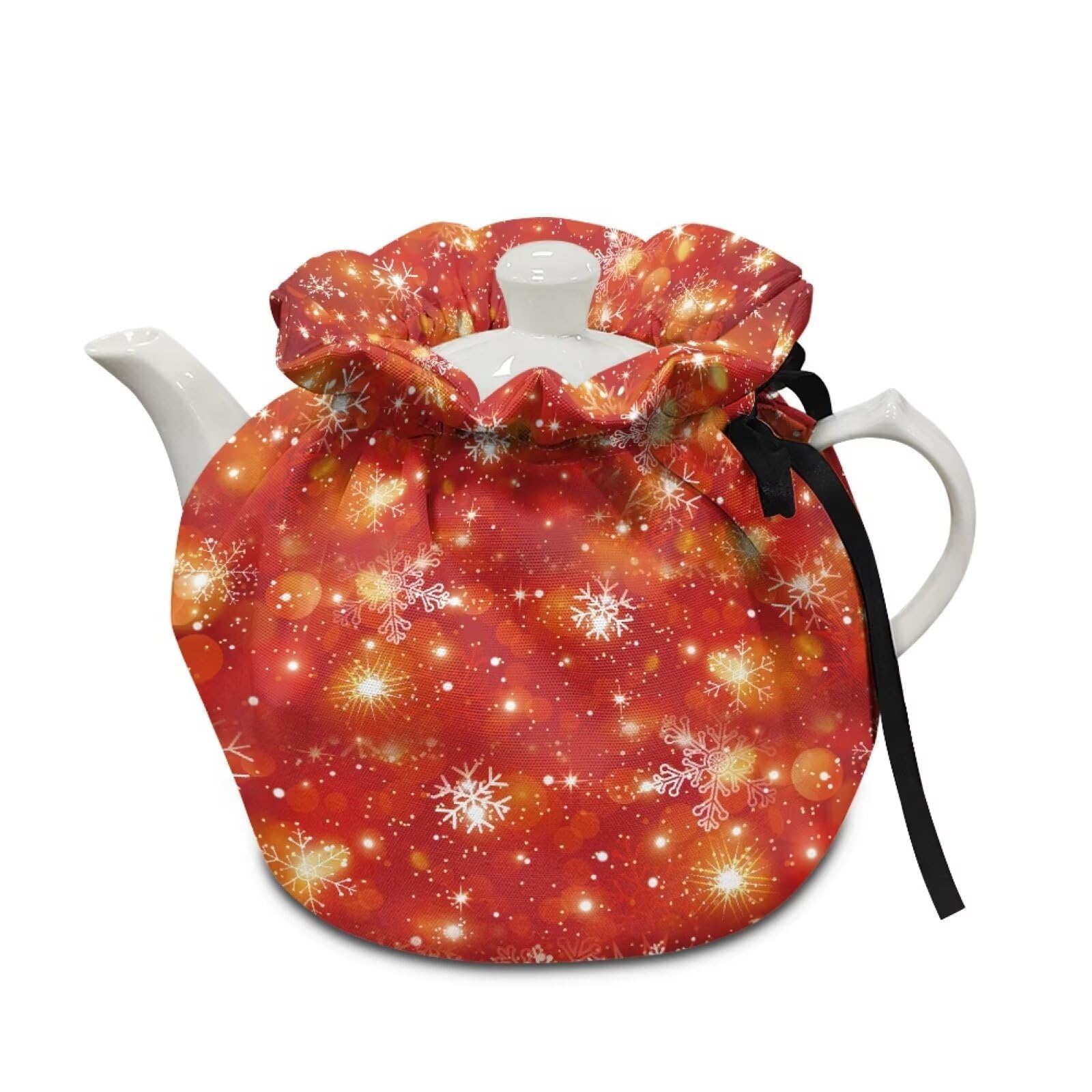 Christmas Snowflake Tea Cosy for Teapots Washable Heat Preservation Tea Pot Dust Cover Tea Kettle Quilt for Home Kitchen Decorative Accessories