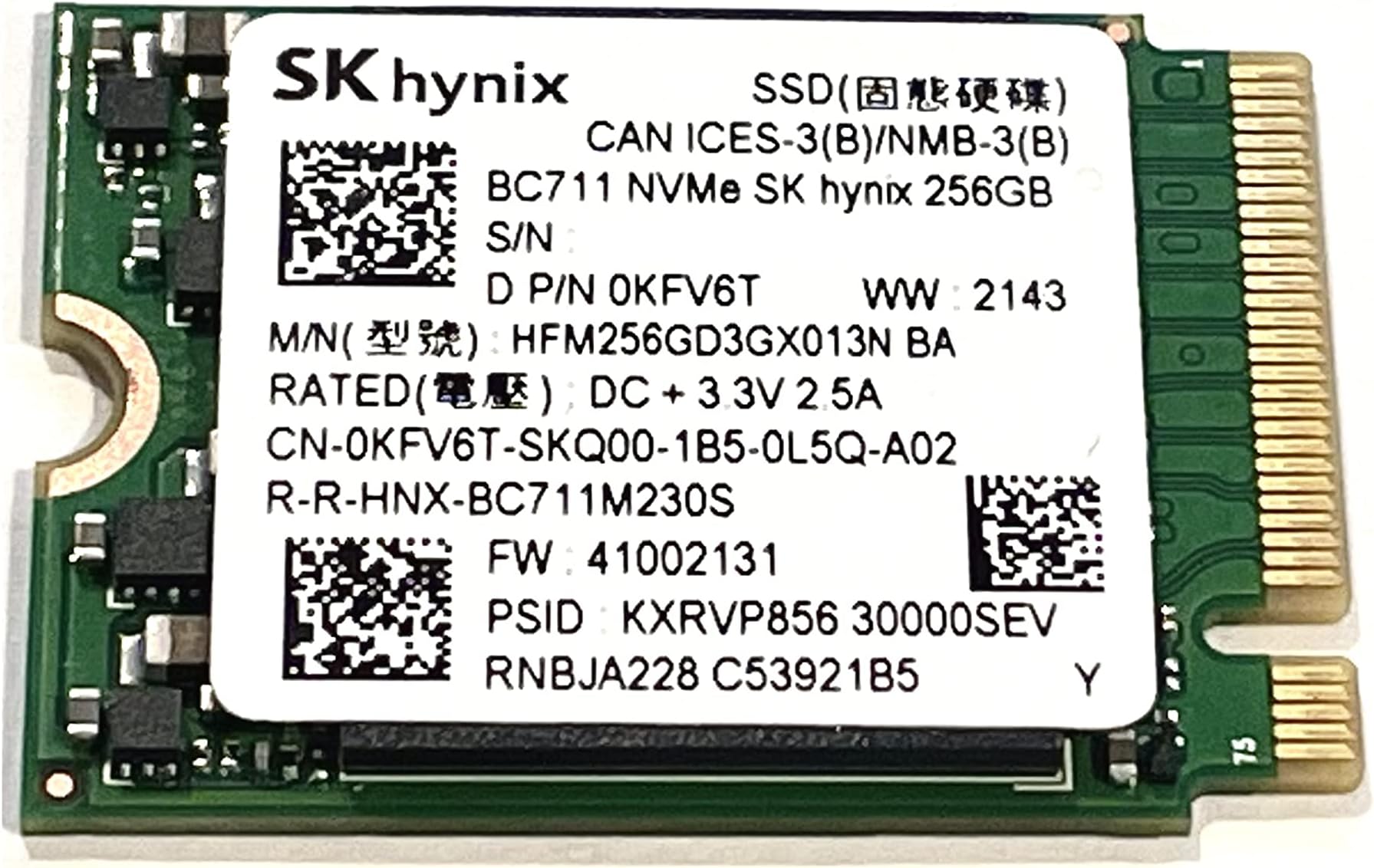 OEM SK Hynix 256 GB M.2 PCI-e NVME Internal solid state drive 30mm 2230 Form factor