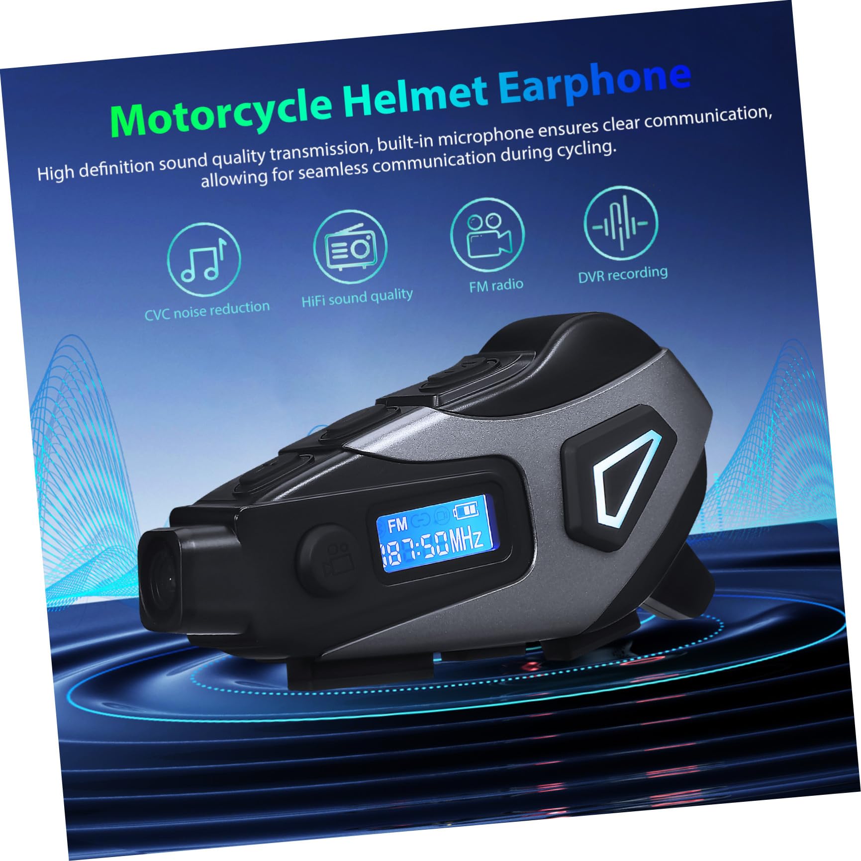 Auricolare Wireless per Casco Moto Cuffie per Casco Abs Versione 5.4 1200 Mah 32 Gb Ipx8 Uomo e Donna
