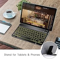Vista 4 de Teclado Bluetooth inalámbrico ultradelgado portátil de 7 colores retroiluminado compatible con Samsung Galaxy Tab A 10.19.710.5, Galaxy Tab E