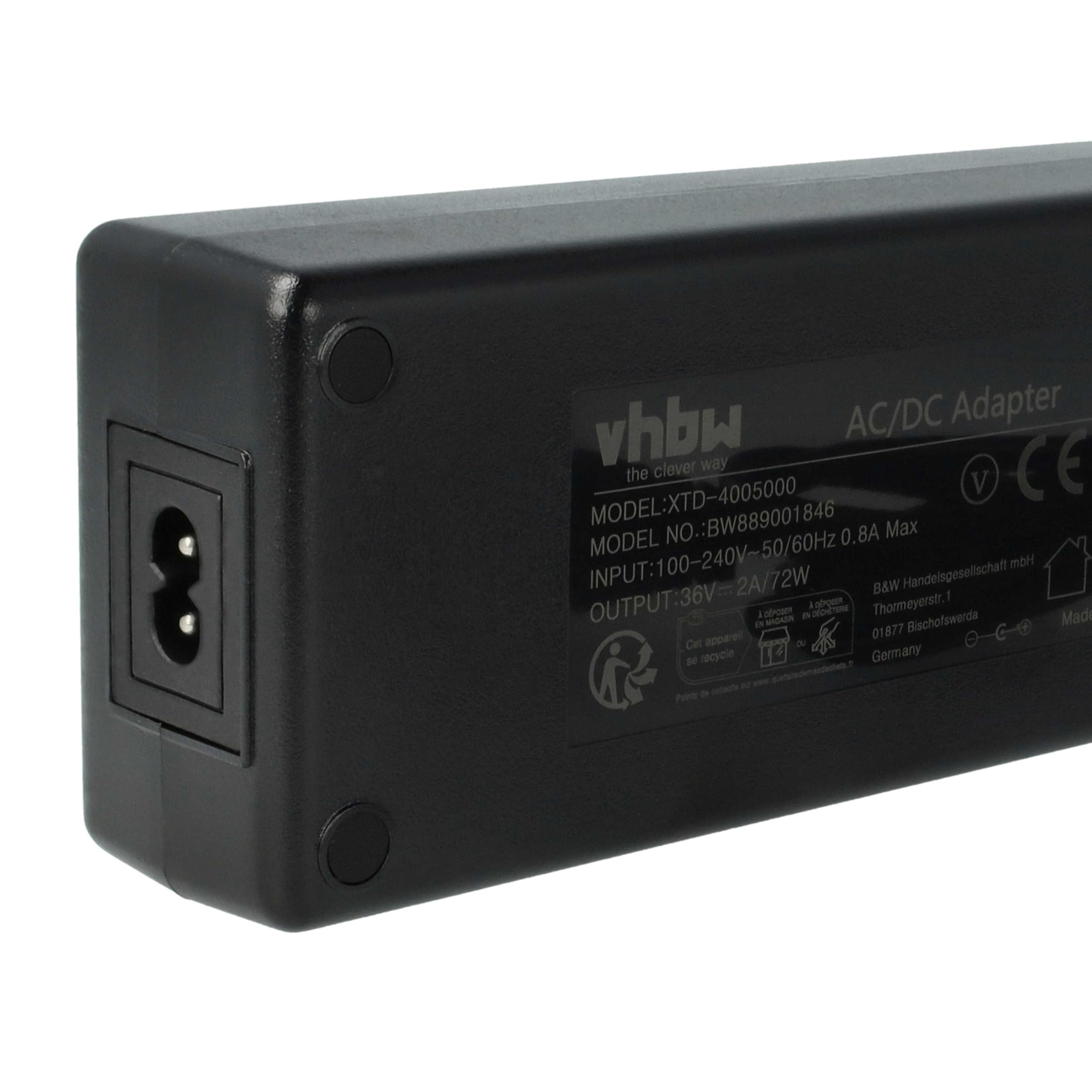 vhbw 1 x ładowarka kompatybilna z Bosch Active Line, BDU2XX, Active Line Plus, BDU3XX - do akumulatorów litowo-jonowych 36 V 72 W