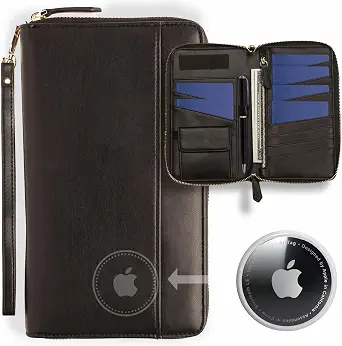 Travel Document Organizer - RFID Passport Wallet Case with AirTag Holder
