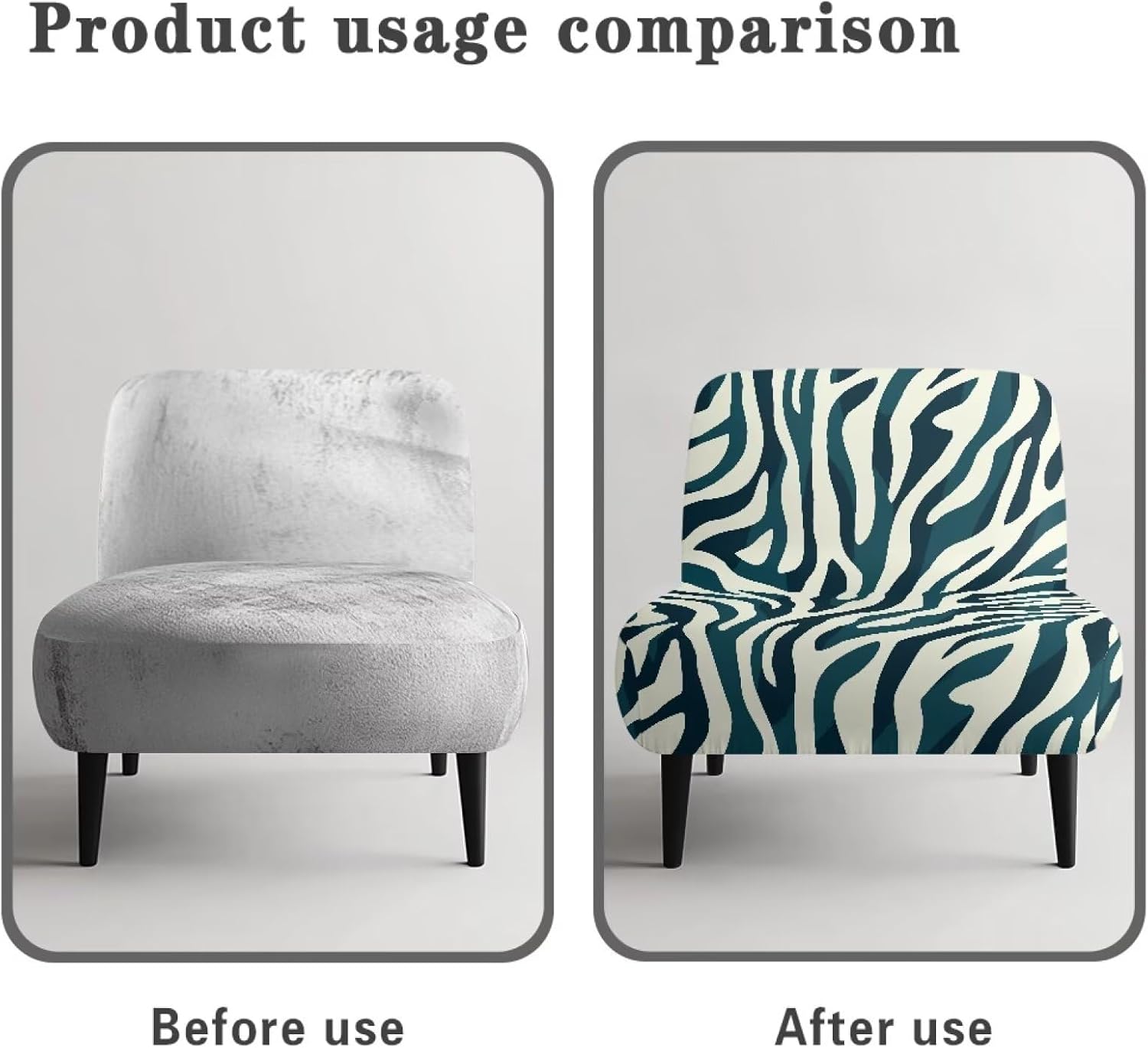 Blue Stripes Armless Accent Slipper Chair Cover Slipcover,Armless Chair Covers Slipcover,Stretch Removable Non-Slip Silp Cover for Accent Chair Without Arms for Living Dining Room
