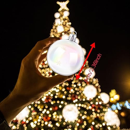 Miniatura 4 de 12 adornos de plástico iridiscentes de Navidad de 2.36 pulgadas, adornos iridiscentes para árbol de Navidad, bolas transparentes para Halloween,