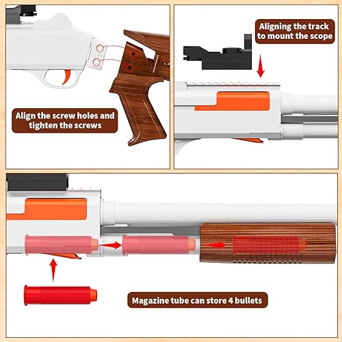 Miniatura 16 de Modelos de pistola de juguete de espuma (33 pulgadas), escopeta de bala suave, diseño de expulsión de carcasa vacía