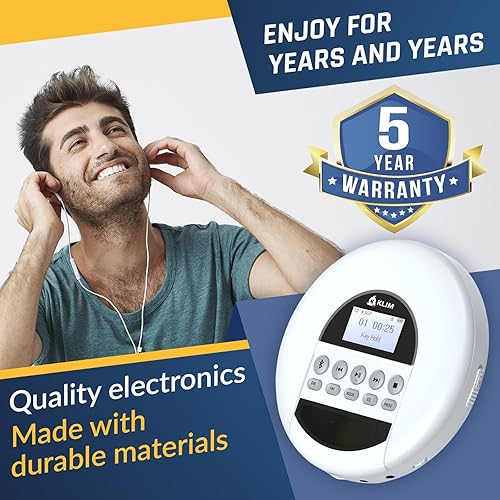 Miniatura 4 de KLIM Nomad - Nuevo 2023 - Reproductor portátil de CD Walkman con batería de larga duración - con auriculares - Radio FM - Compatible con reproductor