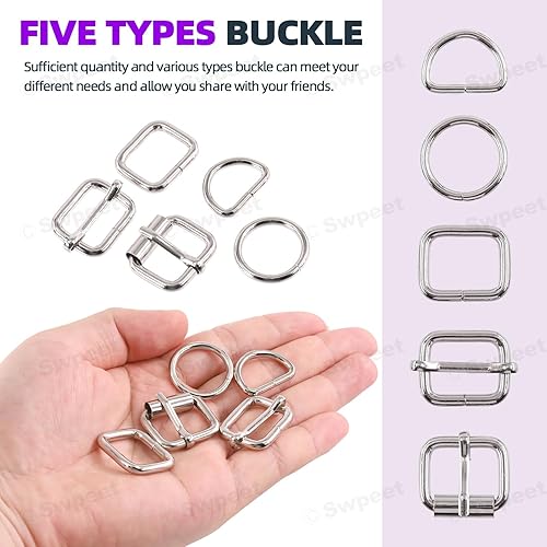 Vista 13 de Swpeet Hebillas de metal de 5 estilos: deslizante ajustable, anillo D, anillo circular bronce