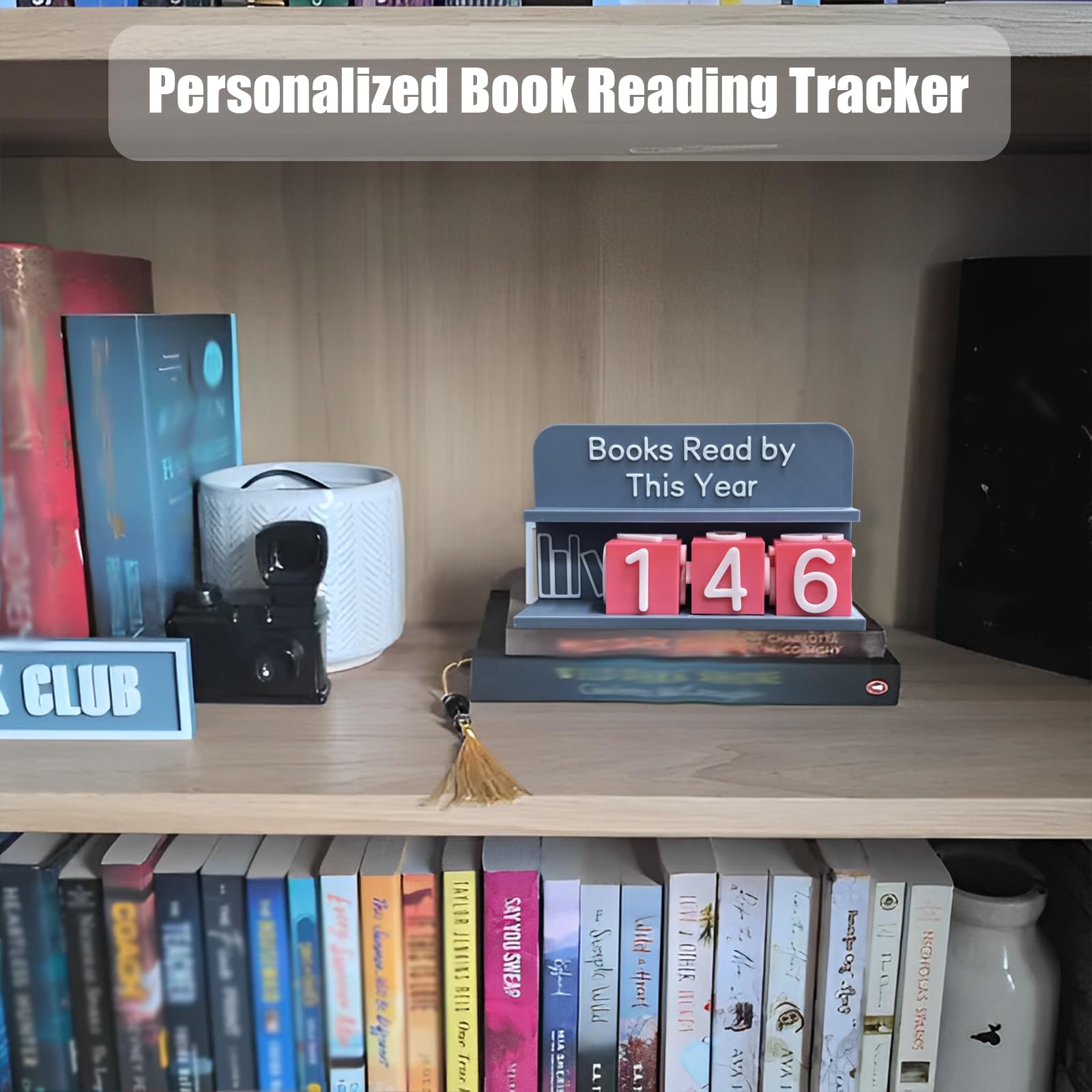 Book Tracker for Recording Number of Books Read, Book Counter Sign for Setting Reading Targets, Reading Target Display for Shelf and Desk Decoration